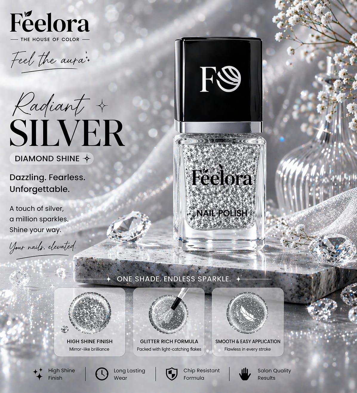 Feelora Super Silver Nail Polish